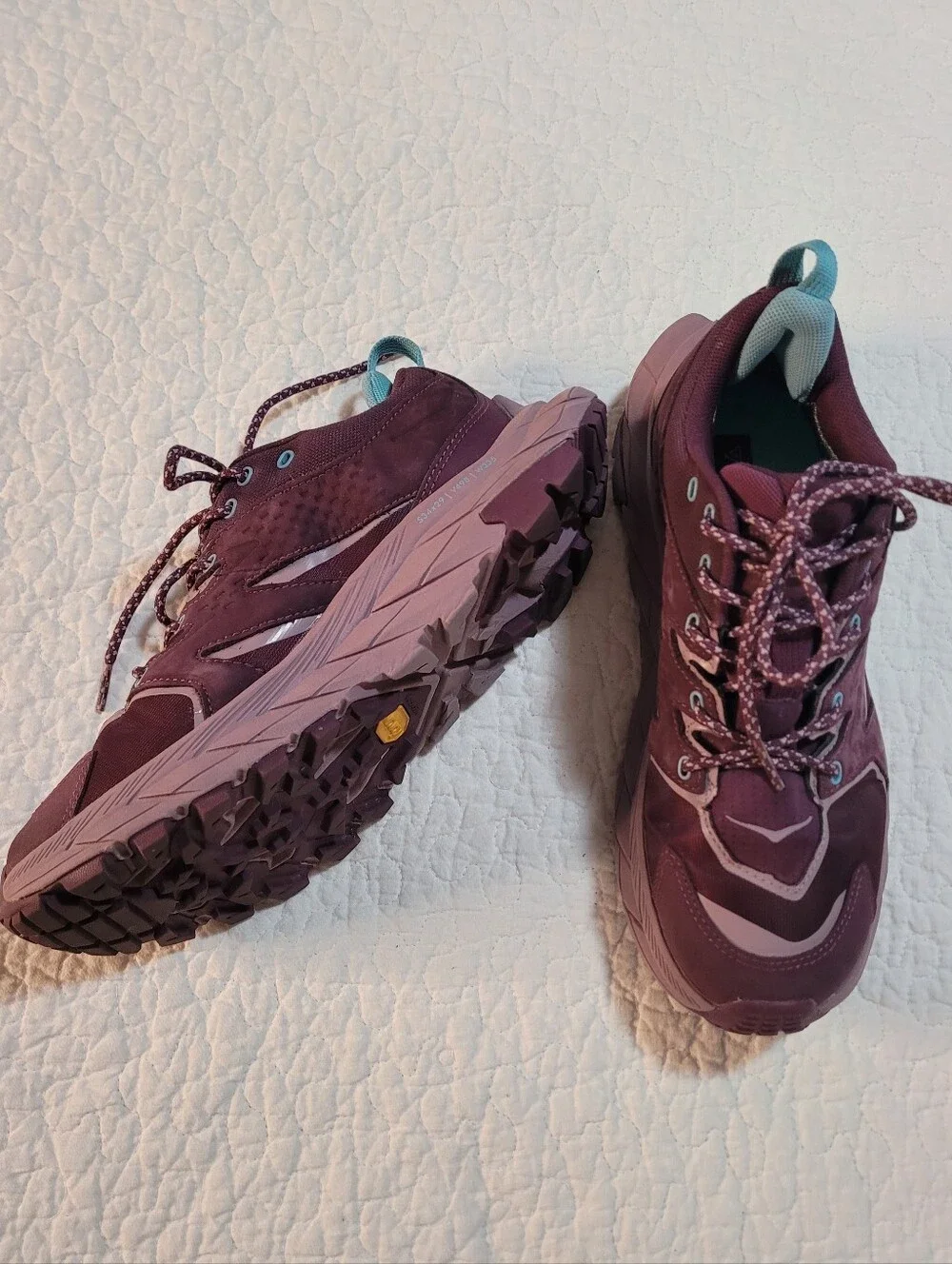 Hoka One One Anacapa Low GTX Waterproof Vibram Hiking Shoes Grape Wine Sz 7B